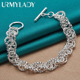 925 Sterling Silver Charm Bracelet Chain Women Wedding Jewelry