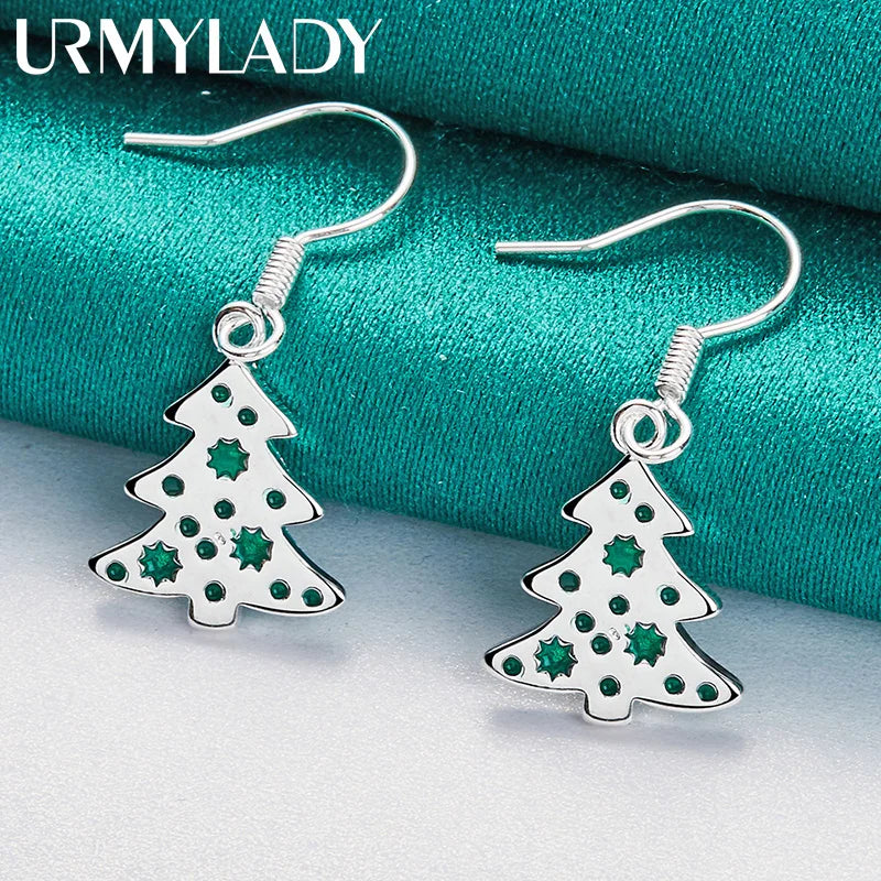 925 Silver Christmas Tree Earrings for Women