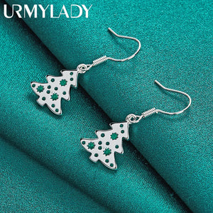 925 Silver Christmas Tree Earrings for Women