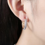 925 Sterling Silver Circle Zircon Earrings Wedding Party Jewelry