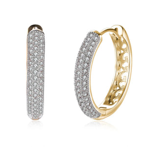 925 Sterling Silver Circle Zircon Earrings Wedding Party Jewelry