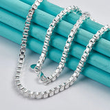 925 Silver 4mm Chain Bracelet Necklace Set Wedding Party Charm Gift