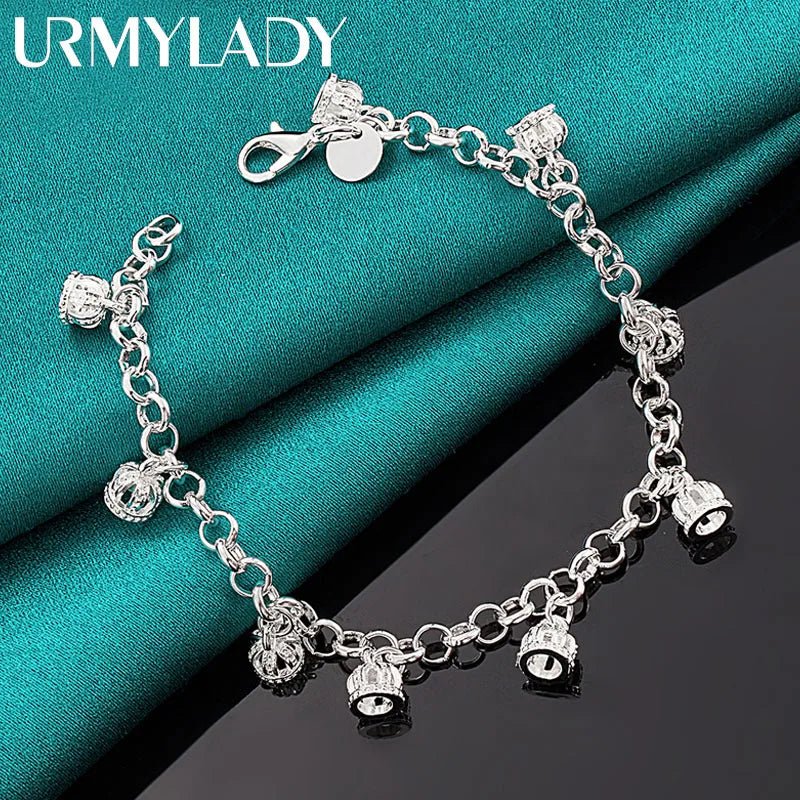 925 Silver Crown Chain Bracelet Wedding Engagement Charm Jewelry