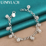 925 Silver Crown Chain Bracelet Wedding Engagement Charm Jewelry