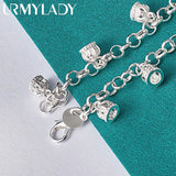 925 Silver Crown Chain Bracelet Wedding Engagement Charm Jewelry