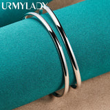 925 Silver Double Arc Bangles Bracelet Women Charm Wedding