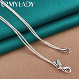Sterling Silver Double Butterfly Necklace Snake Chain Pendant