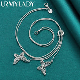 Sterling Silver Double Butterfly Necklace Snake Chain Pendant