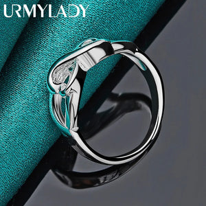 925 Sterling Silver Double Heart Ring For Women Wedding Party Charm Jewelry