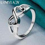 925 Sterling Silver Double Heart Ring For Women Wedding Party Charm Jewelry
