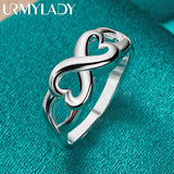 925 Sterling Silver Double Heart Ring For Women Wedding Party Charm Jewelry