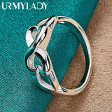 925 Sterling Silver Double Heart Ring For Women Wedding Party Charm Jewelry