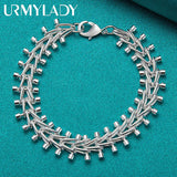 925 Silver Double Row Bead Chain Bracelet For Man Women
