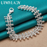 925 Silver Double Row Bead Chain Bracelet For Man Women