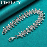 925 Silver Double Row Bead Chain Bracelet For Man Women