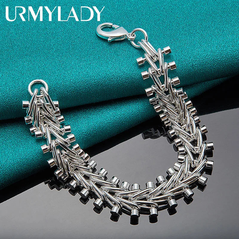 925 Silver Double Row Bead Chain Bracelet For Man Women