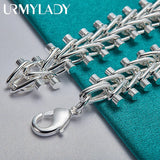 925 Silver Double Row Bead Chain Bracelet For Man Women