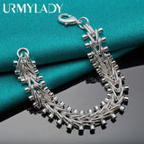 925 Silver Double Row Bead Chain Bracelet For Man Women