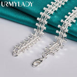 925 Silver Double Row Bead Necklace Women Wedding Party Jewelry