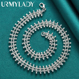 925 Silver Double Row Bead Necklace Women Wedding Party Jewelry
