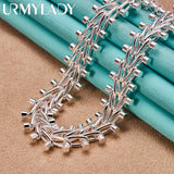 925 Silver Double Row Bead Necklace Women Wedding Party Jewelry