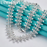 925 Silver Double Row Bead Necklace Women Wedding Party Jewelry