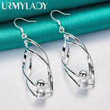 925 Silver Double Twist Waves Earrings For Women Wedding