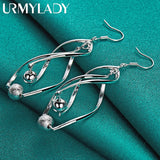 925 Silver Double Twist Waves Earrings For Women Wedding