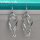 925 Silver Double Twist Waves Earrings For Women Wedding