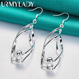 925 Silver Double Twist Waves Earrings For Women Wedding