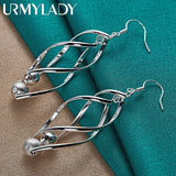 925 Silver Double Twist Waves Earrings For Women Wedding