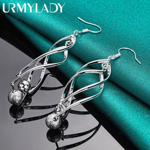 925 Silver Double Twist Waves Earrings For Women Wedding