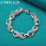 925 Silver Dragon Bracelet Bangle Cuff Man Women Jewelry Party Gift