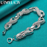 925 Silver Dragon Bracelet Bangle Cuff Man Women Jewelry Party Gift