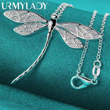 Dragonfly Pendant Necklace for Women - 925 Silver