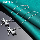 925 Silver Dragonfly Ear Line Earrings Women Wedding Charm