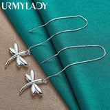 925 Silver Dragonfly Ear Line Earrings Women Wedding Charm
