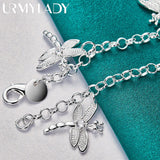925 Silver Dragonfly Zircon Pendant Bracelet Women Wedding Jewelry