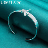 925 Silver Dragonfly Zircon Bangle Bracelet For Women