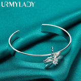 925 Silver Dragonfly Zircon Bangle Bracelet For Women
