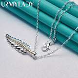 925 Silver Feather Pendant Necklace, 16-30 Inch, Wedding Jewelry