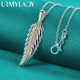 925 Silver Feather Pendant Necklace, 16-30 Inch, Wedding Jewelry