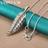 925 Silver Feather Pendant Necklace, 16-30 Inch, Wedding Jewelry