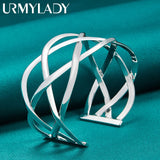 925 Silver Fishing Net Bangles Bracelet Women Wedding Charm Jewelry