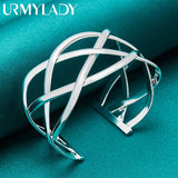 925 Silver Fishing Net Bangles Bracelet Women Wedding Charm Jewelry