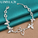 925 Silver Butterfly Charm Chain Bracelet Women Wedding Jewelry