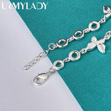 925 Silver Butterfly Charm Chain Bracelet Women Wedding Jewelry