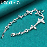 925 Silver Butterfly Charm Chain Bracelet Women Wedding Jewelry