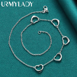925 Silver Five Hearts Necklace Women Wedding Party Charm Jewelry