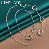 925 Silver Five Hearts Necklace Women Wedding Party Charm Jewelry